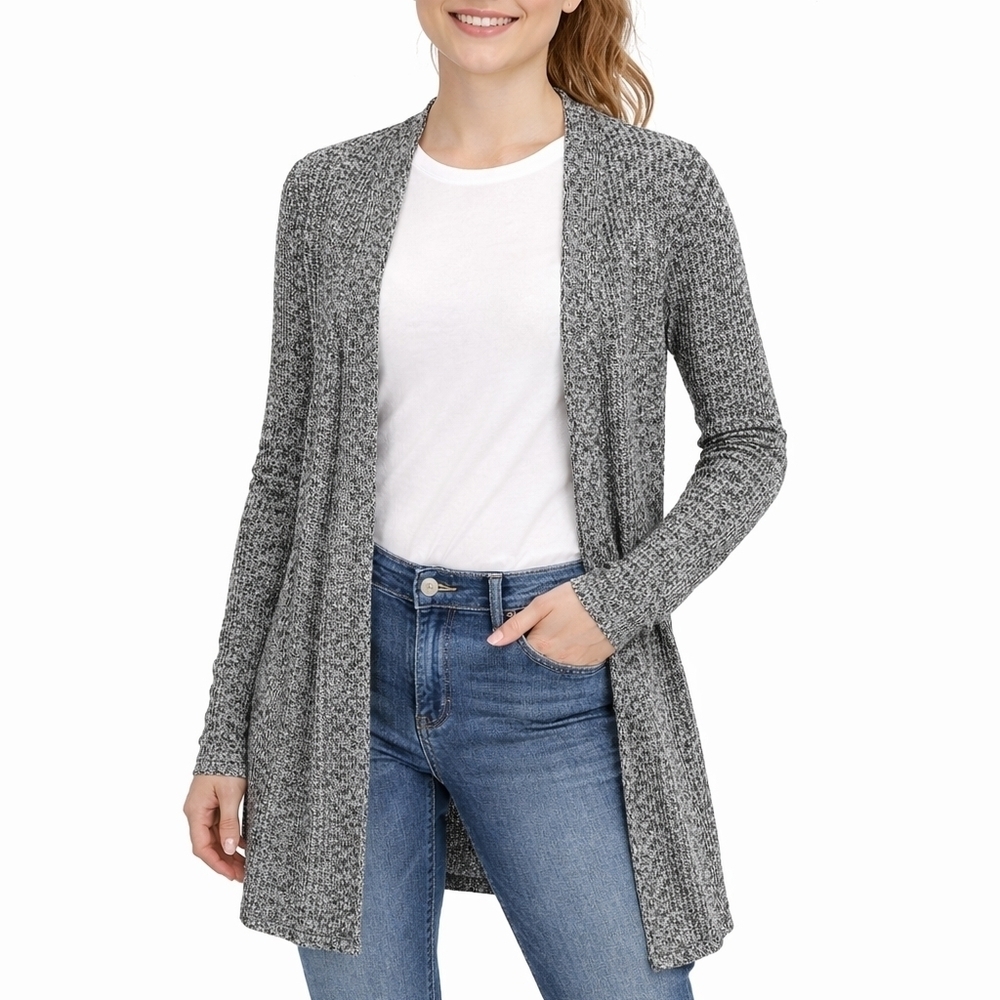 NWT American Eagle AEO Ribbed Textured Knit Grey Open Cardigan Women's XS New